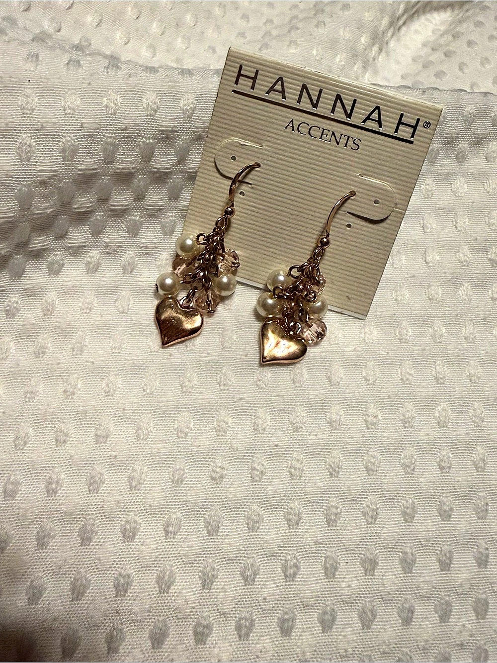 Hannah Heart & Pearl Dangle Earrings Gold NWT